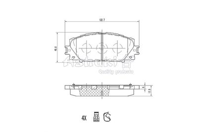 T11455 ASHUKI by Palidium Комплект тормозных колодок, дисковый тормоз