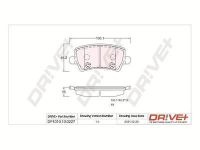 DP1010100227 Dr!ve+ Комплект тормозных колодок, дисковый тормоз