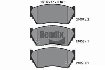 BPD1827 BENDIX Braking Комплект тормозных колодок, дисковый тормоз