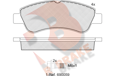 RB1388701 R BRAKE Комплект тормозных колодок, дисковый тормоз