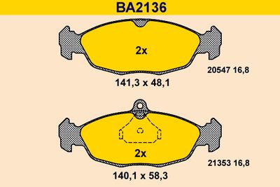BA2136 BARUM Комплект тормозных колодок, дисковый тормоз