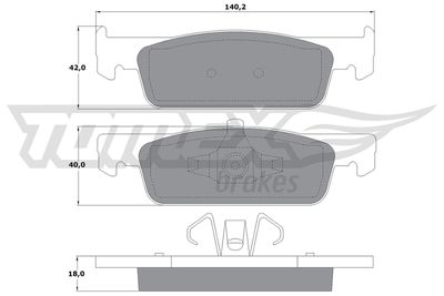TX1694 TOMEX Brakes Комплект тормозных колодок, дисковый тормоз