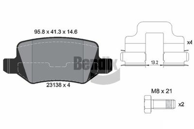BPD1100 BENDIX Braking Комплект тормозных колодок, дисковый тормоз