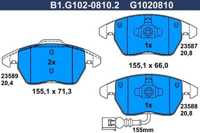 B1G10208102 GALFER Комплект тормозных колодок, дисковый тормоз