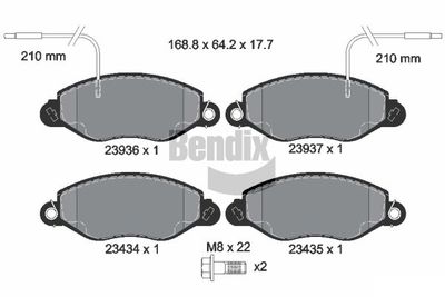 BPD2066 BENDIX Braking Комплект тормозных колодок, дисковый тормоз