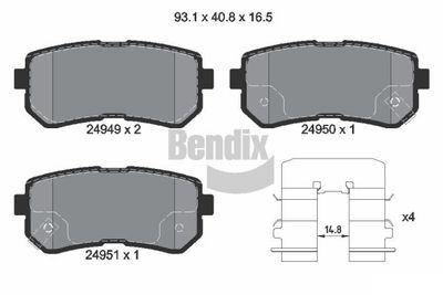 BPD1431 BENDIX Braking Комплект тормозных колодок, дисковый тормоз