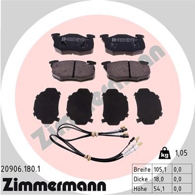 209061801 ZIMMERMANN Комплект тормозных колодок, дисковый тормоз