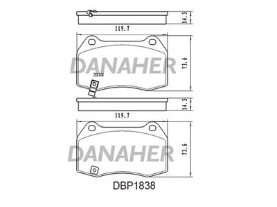 DBP1838 DANAHER Комплект тормозных колодок, дисковый тормоз