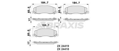 AB0186 BRAXIS Комплект тормозных колодок, дисковый тормоз