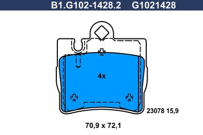 B1G10214282 GALFER Комплект тормозных колодок, дисковый тормоз