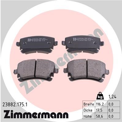 238821751 ZIMMERMANN Комплект тормозных колодок, дисковый тормоз