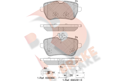 RB2076400 R BRAKE Комплект тормозных колодок, дисковый тормоз