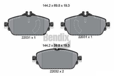 BPD1407 BENDIX Braking Комплект тормозных колодок, дисковый тормоз