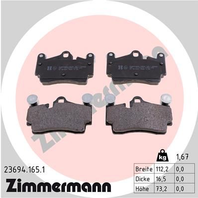 236941651 ZIMMERMANN Комплект тормозных колодок, дисковый тормоз