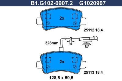 B1G10209072 GALFER Комплект тормозных колодок, дисковый тормоз