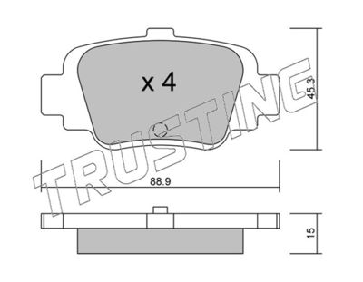 7580 TRUSTING Комплект тормозных колодок, дисковый тормоз