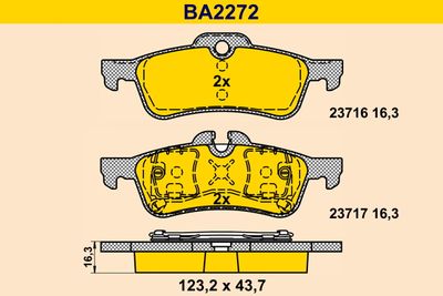 BA2272 BARUM Комплект тормозных колодок, дисковый тормоз