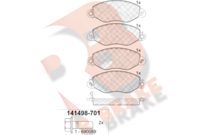 RB1498701 R BRAKE Комплект тормозных колодок, дисковый тормоз