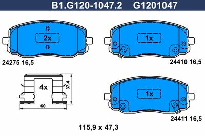 B1G12010472 GALFER Комплект тормозных колодок, дисковый тормоз