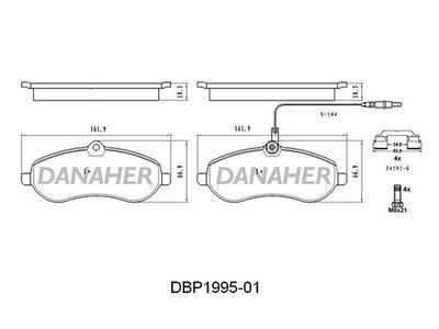 DBP199501 DANAHER Комплект тормозных колодок, дисковый тормоз