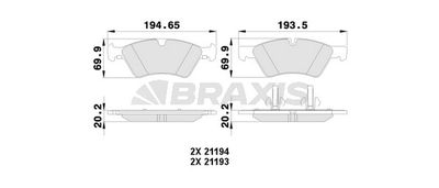 AA0123 BRAXIS Комплект тормозных колодок, дисковый тормоз