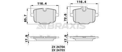 AA0298 BRAXIS Комплект тормозных колодок, дисковый тормоз