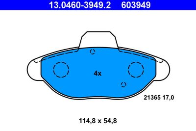 13046039492 ATE Комплект тормозных колодок, дисковый тормоз