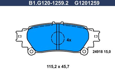 B1G12012592 GALFER Комплект тормозных колодок, дисковый тормоз
