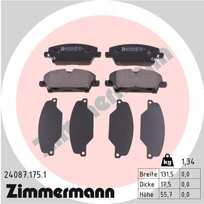 240871751 ZIMMERMANN Комплект тормозных колодок, дисковый тормоз