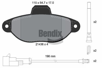 BPD1114 BENDIX Braking Комплект тормозных колодок, дисковый тормоз