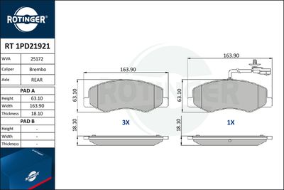 RT1PD21921 ROTINGER Комплект тормозных колодок, дисковый тормоз