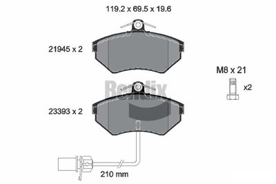 BPD1529 BENDIX Braking Комплект тормозных колодок, дисковый тормоз