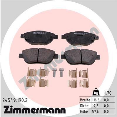 245491902 ZIMMERMANN Комплект тормозных колодок, дисковый тормоз