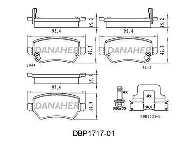 DBP171701 DANAHER Комплект тормозных колодок, дисковый тормоз