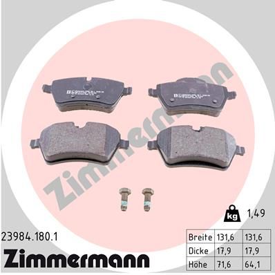 239841801 ZIMMERMANN Комплект тормозных колодок, дисковый тормоз