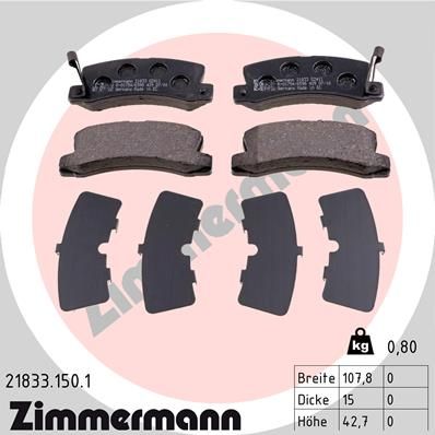 218331501 ZIMMERMANN Комплект тормозных колодок, дисковый тормоз