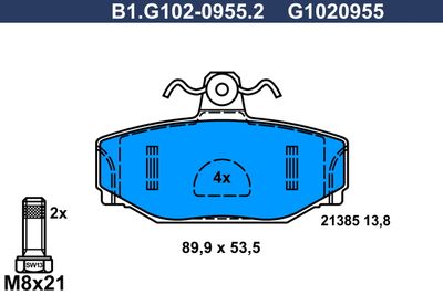 B1G10209552 GALFER Комплект тормозных колодок, дисковый тормоз