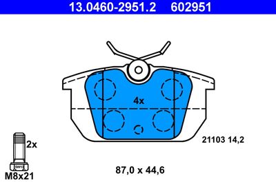 13046029512 ATE Комплект тормозных колодок, дисковый тормоз