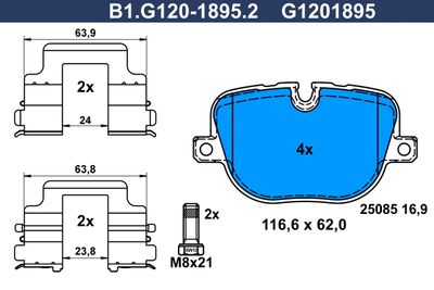B1G12018952 GALFER Комплект тормозных колодок, дисковый тормоз
