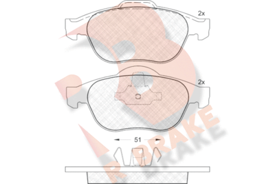 RB1432 R BRAKE Комплект тормозных колодок, дисковый тормоз