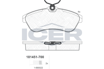 181451700 ICER Комплект тормозных колодок, дисковый тормоз