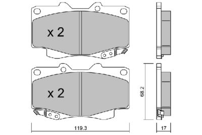 BPTO1021 AISIN Комплект тормозных колодок, дисковый тормоз