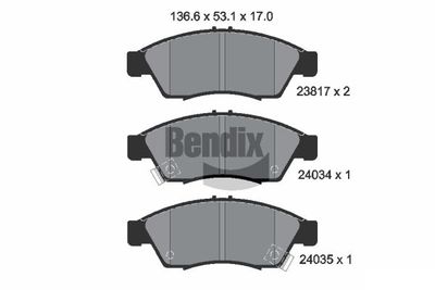BPD2051 BENDIX Braking Комплект тормозных колодок, дисковый тормоз