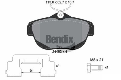 BPD2156 BENDIX Braking Комплект тормозных колодок, дисковый тормоз
