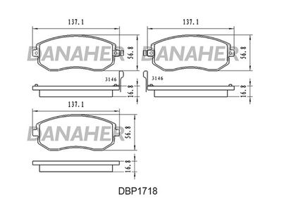 DBP1718 DANAHER Комплект тормозных колодок, дисковый тормоз