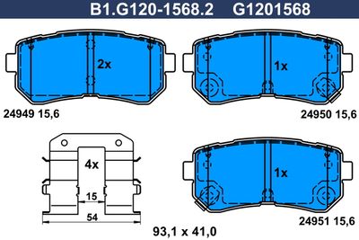 B1G12015682 GALFER Комплект тормозных колодок, дисковый тормоз