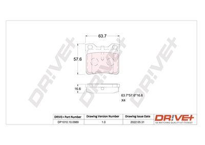 DP1010100989 Dr!ve+ Комплект тормозных колодок, дисковый тормоз