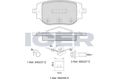 142415 ICER Комплект тормозных колодок, дисковый тормоз