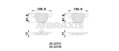AA0194 BRAXIS Комплект тормозных колодок, дисковый тормоз