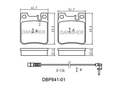 DBP84101 DANAHER Комплект тормозных колодок, дисковый тормоз